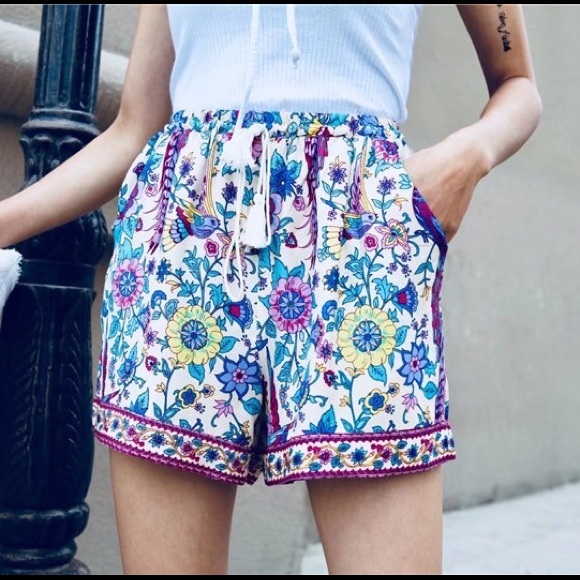 TheBoldBohemian Pants - NEW Gypsy Lovebird Boho Cotton Drawstring Shorts